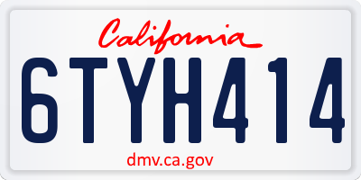 CA license plate 6TYH414