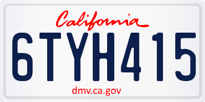 CA license plate 6TYH415