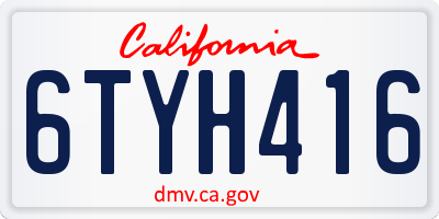 CA license plate 6TYH416