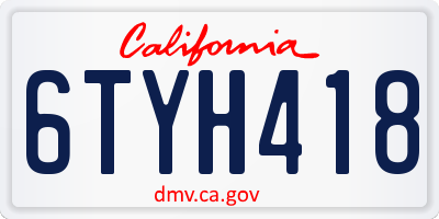 CA license plate 6TYH418