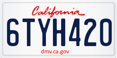 CA license plate 6TYH420