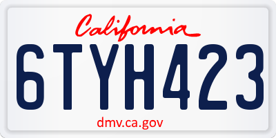 CA license plate 6TYH423