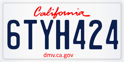 CA license plate 6TYH424