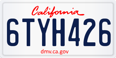 CA license plate 6TYH426