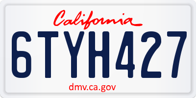 CA license plate 6TYH427