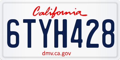 CA license plate 6TYH428