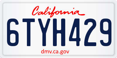CA license plate 6TYH429