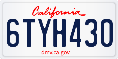CA license plate 6TYH430