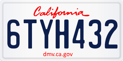 CA license plate 6TYH432