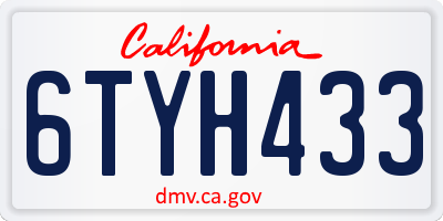 CA license plate 6TYH433