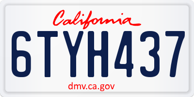 CA license plate 6TYH437