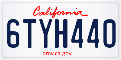 CA license plate 6TYH440