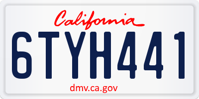 CA license plate 6TYH441