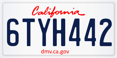 CA license plate 6TYH442