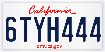 CA license plate 6TYH444