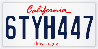 CA license plate 6TYH447