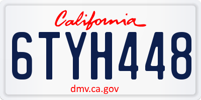 CA license plate 6TYH448