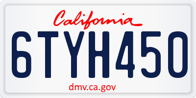 CA license plate 6TYH450