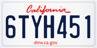 CA license plate 6TYH451