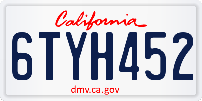 CA license plate 6TYH452