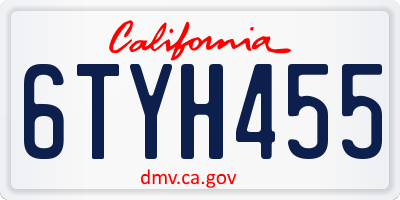 CA license plate 6TYH455