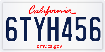 CA license plate 6TYH456