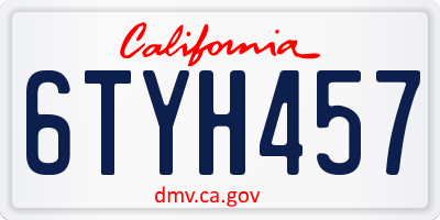 CA license plate 6TYH457