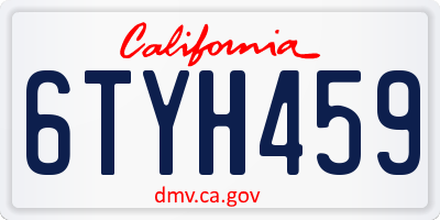 CA license plate 6TYH459