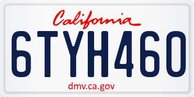CA license plate 6TYH460