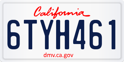 CA license plate 6TYH461