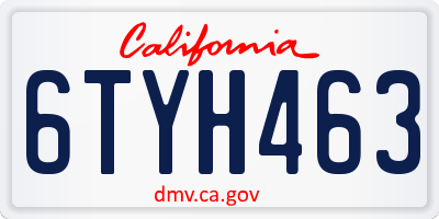 CA license plate 6TYH463