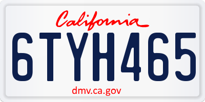 CA license plate 6TYH465