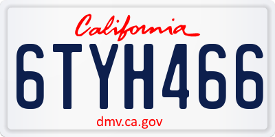 CA license plate 6TYH466