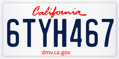 CA license plate 6TYH467