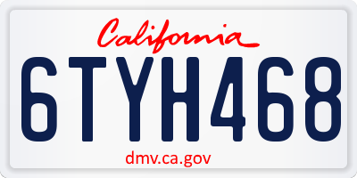 CA license plate 6TYH468