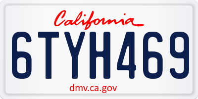 CA license plate 6TYH469