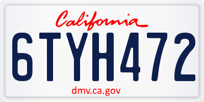 CA license plate 6TYH472