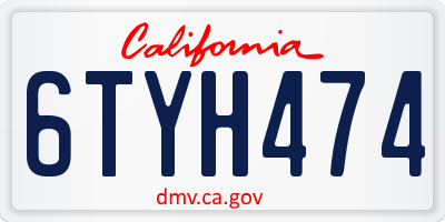 CA license plate 6TYH474