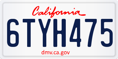 CA license plate 6TYH475
