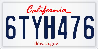 CA license plate 6TYH476