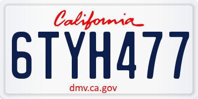 CA license plate 6TYH477