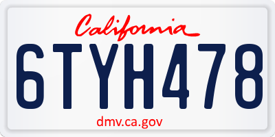 CA license plate 6TYH478