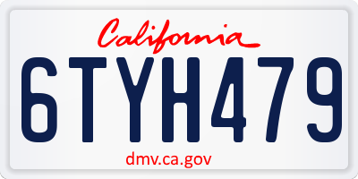 CA license plate 6TYH479