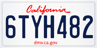 CA license plate 6TYH482