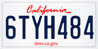 CA license plate 6TYH484