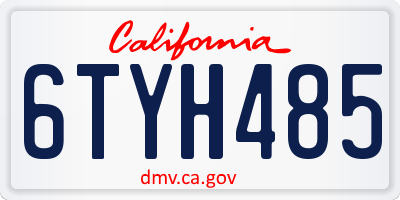 CA license plate 6TYH485