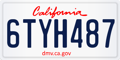 CA license plate 6TYH487