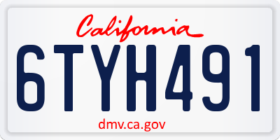 CA license plate 6TYH491