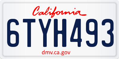 CA license plate 6TYH493