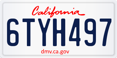 CA license plate 6TYH497